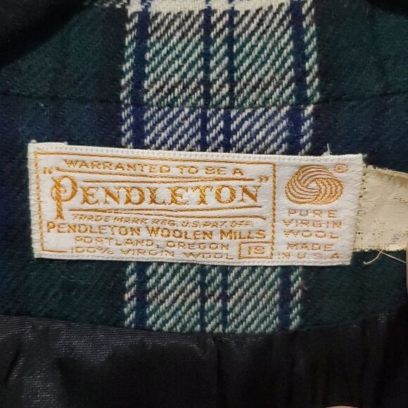 Vintage Pendleton Tartan Wool Blazer Jacket in Green & Plaid Size 6 - Picture 10 of 12